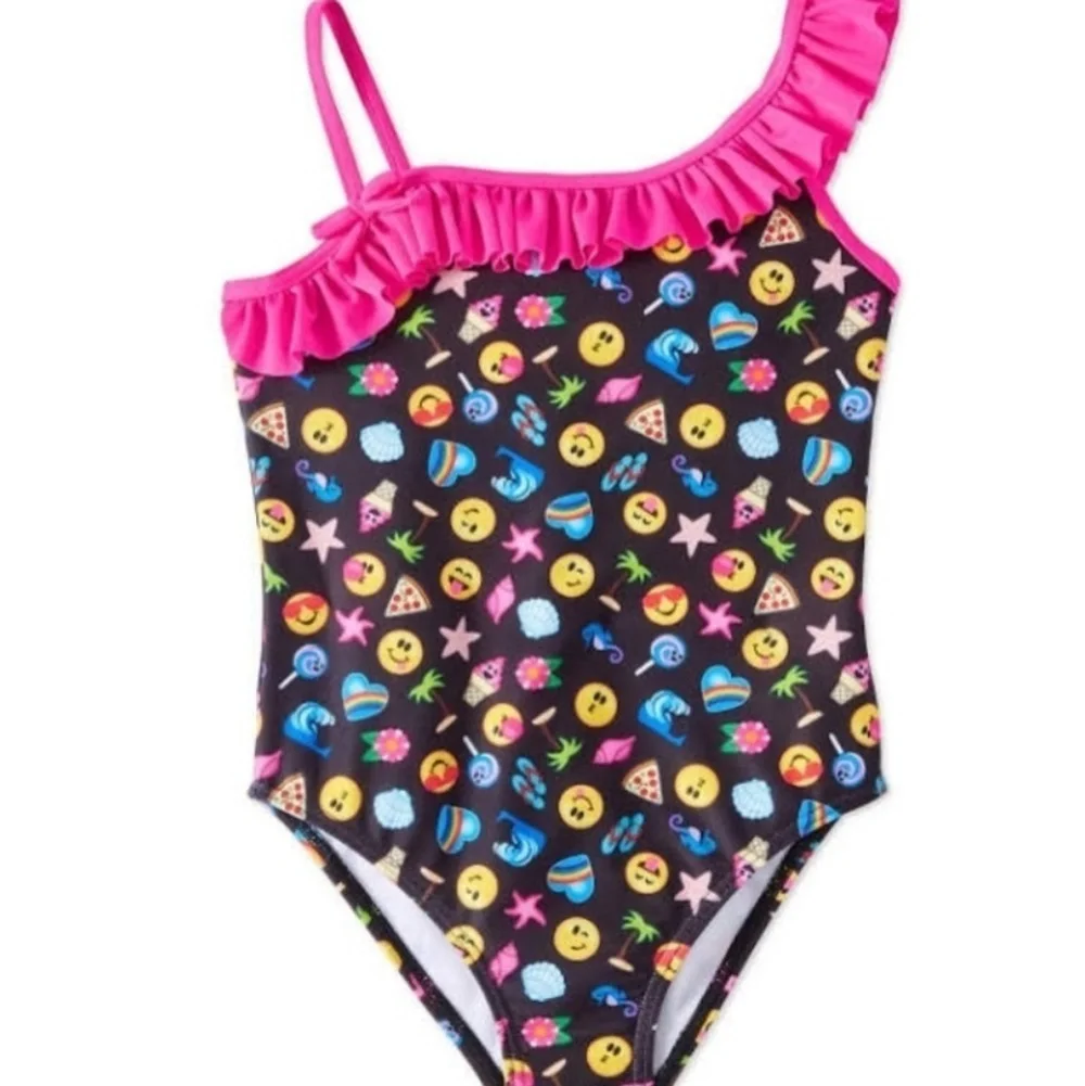 Emoji Ruffle Off The Shoulder one piece Swimsuit